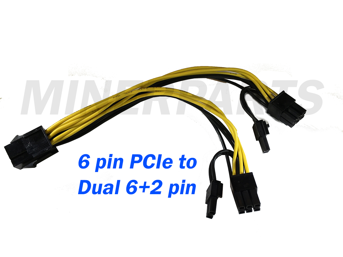 PCI-E Y-Splitter Power Cable 50+20cm Video Card 6pin to Dual 8pin 6+2 