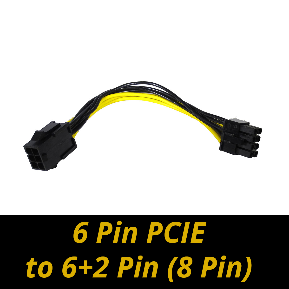 6 pin PCIe to 8 pin PCIe Adapter Cable (6+2 pin) – Miner Parts