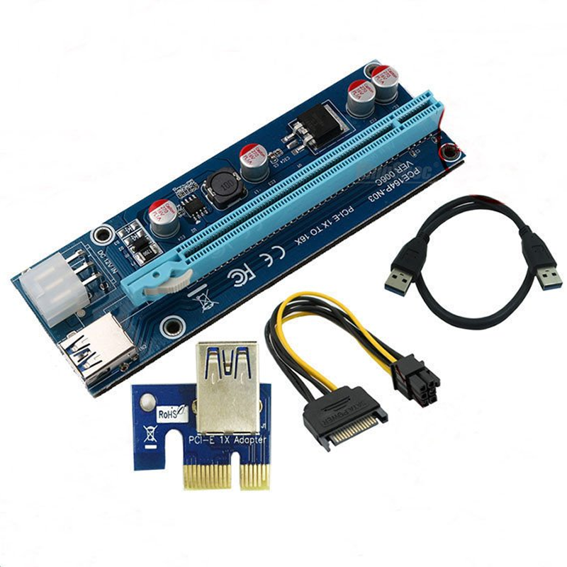 Dr.meter 6 PC PCI-E Riser Mining Card VER 006C 16X To 1X Powered Adapter USB 3.0 